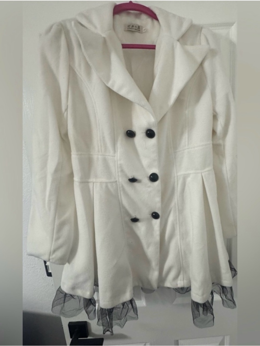 Elegant White Double-Breasted Women's Coat